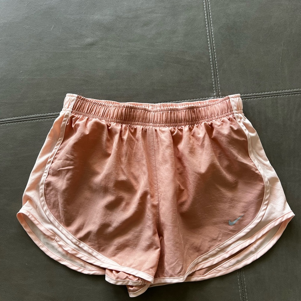 Nike Dri-FIT light Peach Athletic Shorts with White Swoosh